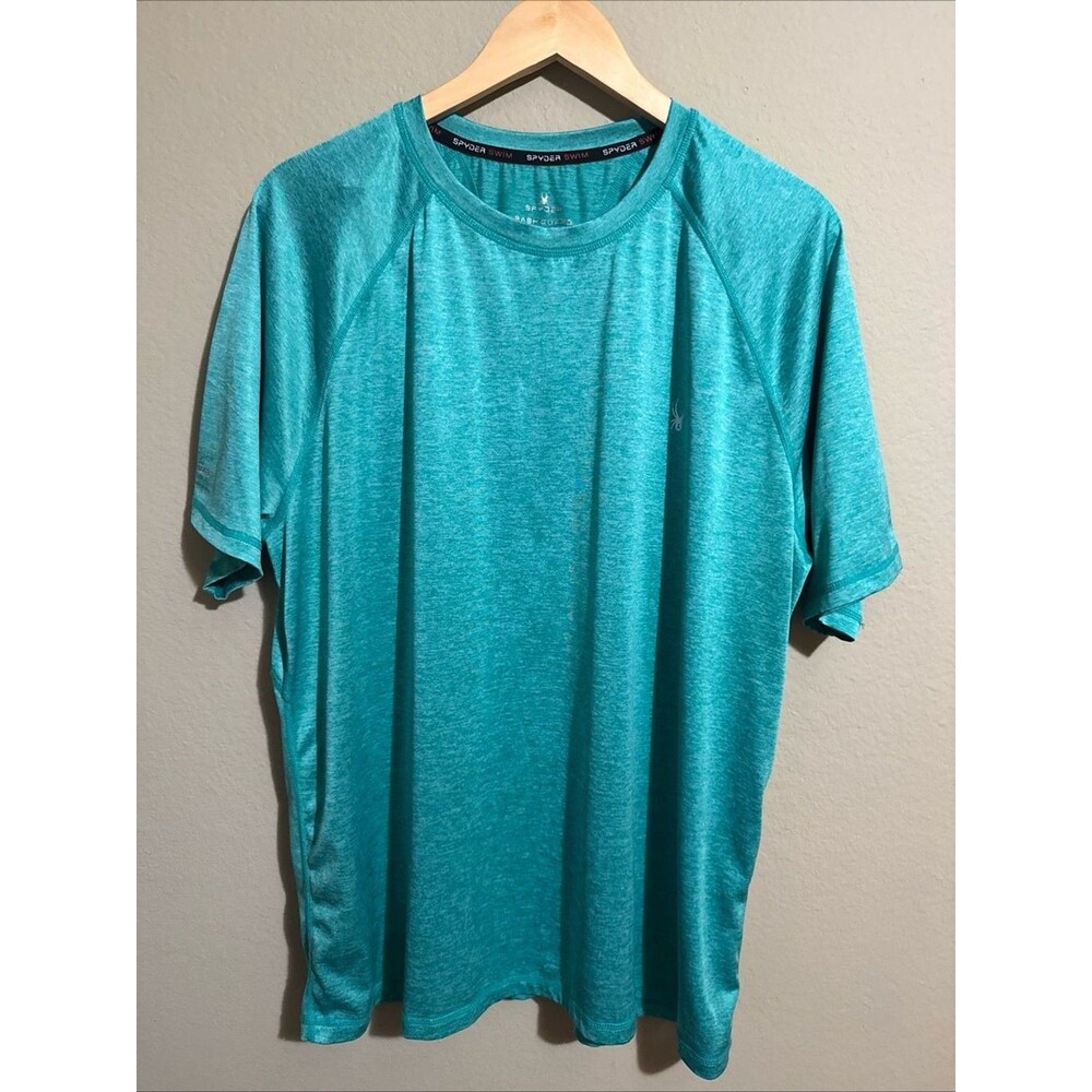 Spyder T-Shirt Men's XL Rash Guard Short Sleeve Swim Crew Neck Shirt Teal